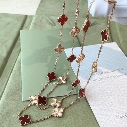 [Amore Jewelry]CLOVER 20 MOTIFS LASER CARNELIAN NECKLACE