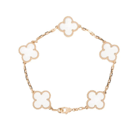 [Amore Jewelry]CLOVER 5 MOTIF ROCK CRYSTAL BRACELET