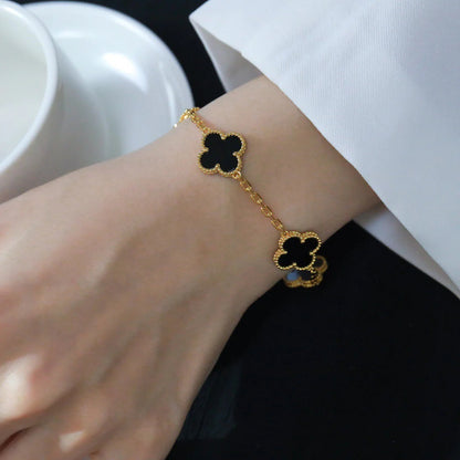 [Amore Jewelry] CLOVER 5 MOTIF ONYXS BRACELET COLLECTION
