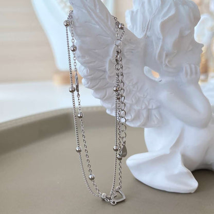 [Amore Jewelry]Dainty Double Layer Love Heart Bracelet