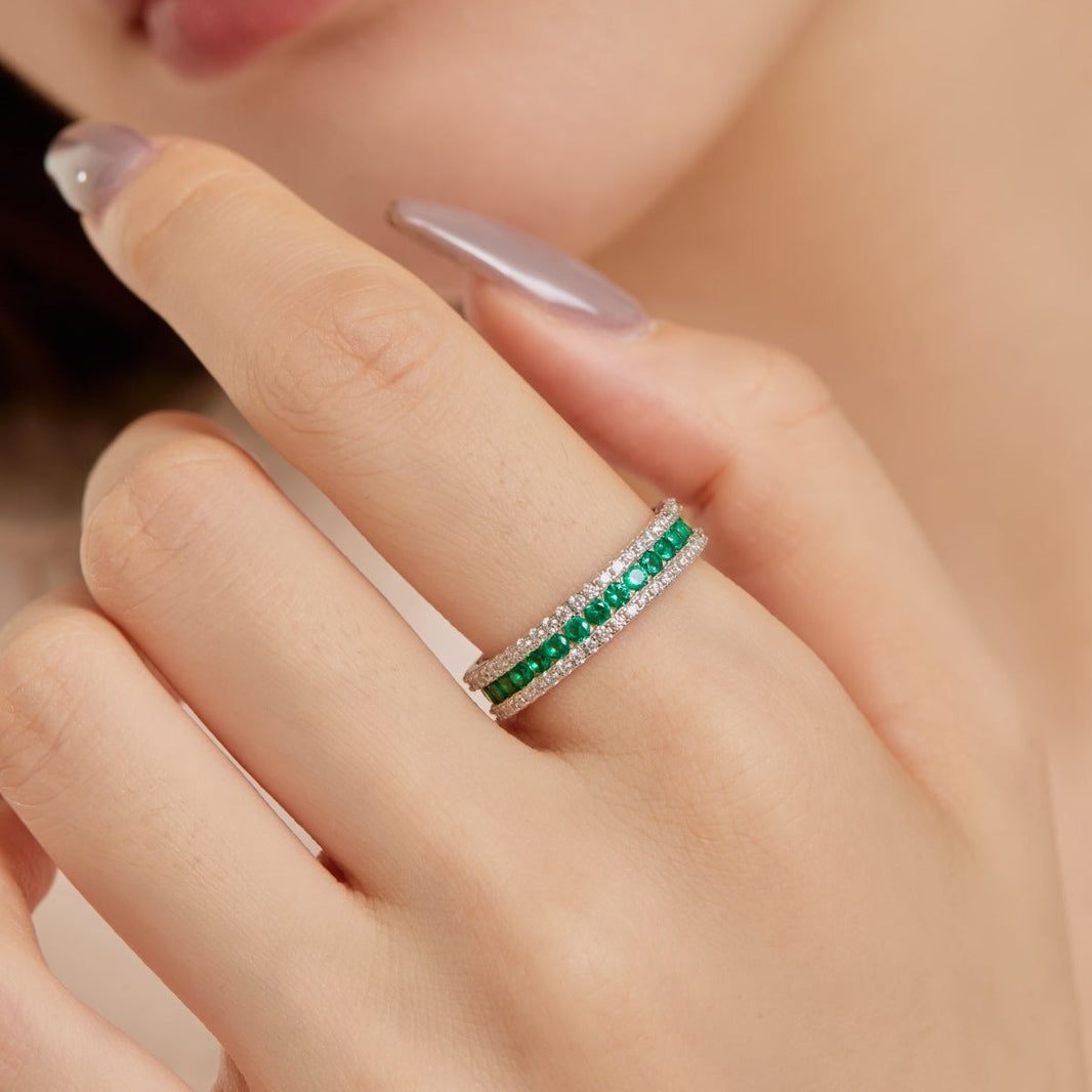 [Amore Jewelry]Delicate Colorful Round Cut Daily Ring