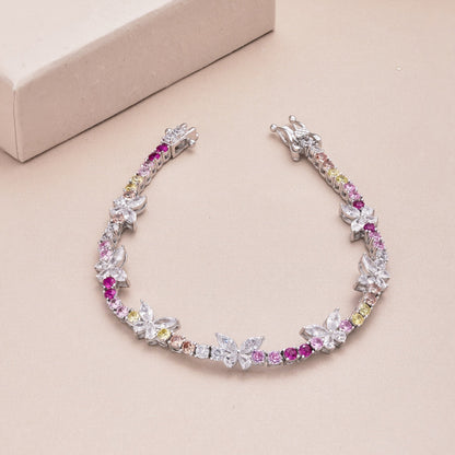 [Amore Jewelry]Ornate Colorful Butterfly Shape Round Cut Daily Bracelet