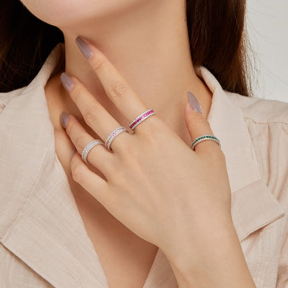 [Amore Jewelry]Delicate Colorful Round Cut Daily Ring