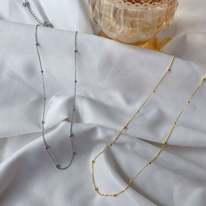 [Amore Jewelry]Small Bead Clavicle Chain Simple Necklace