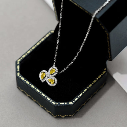 [Amore Jewelry]Elegant Flower Shape Pear Cut Necklace