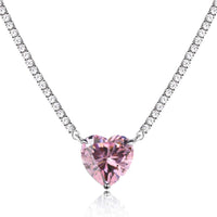 [Amore Jewelry]8.0 Carat Versatile Colorful Sweet Heart-Shaped Tennis Necklace