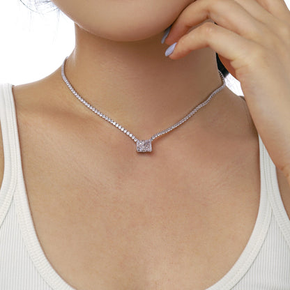 [Amore Jewelry]4.0 Carat Elegant Radiant Cut Necklace