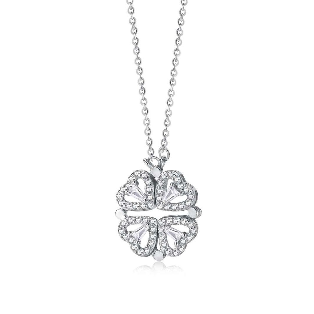 [Amore Jewelry]Ornate Heart Cut Flower Shape Necklace