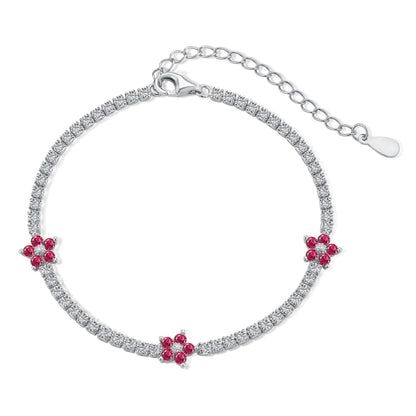 [Amore Jewelry]Sparkling Flower Shape Tennis Bracelet