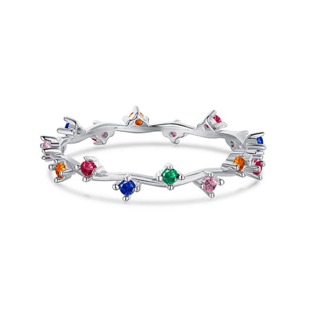 [Amore Jewelry]Radiant Colorful Round Cut Daily Ring