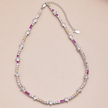 [Amore Jewelry]Delicate Colorful Rainbow Tennis Chain