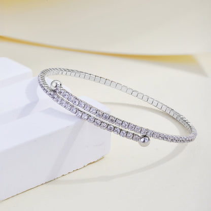 [Amore Jewelry]Row of Diamonds Round Fashion Bracelet
