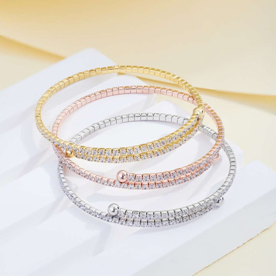 [Amore Jewelry]Row of Diamonds Round Fashion Bracelet