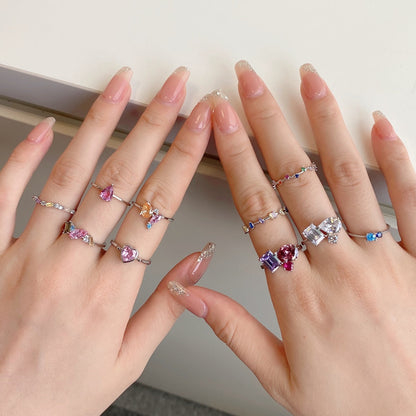 [Amore Jewelry]Radiant Colorful Multi Cut Daily Ring