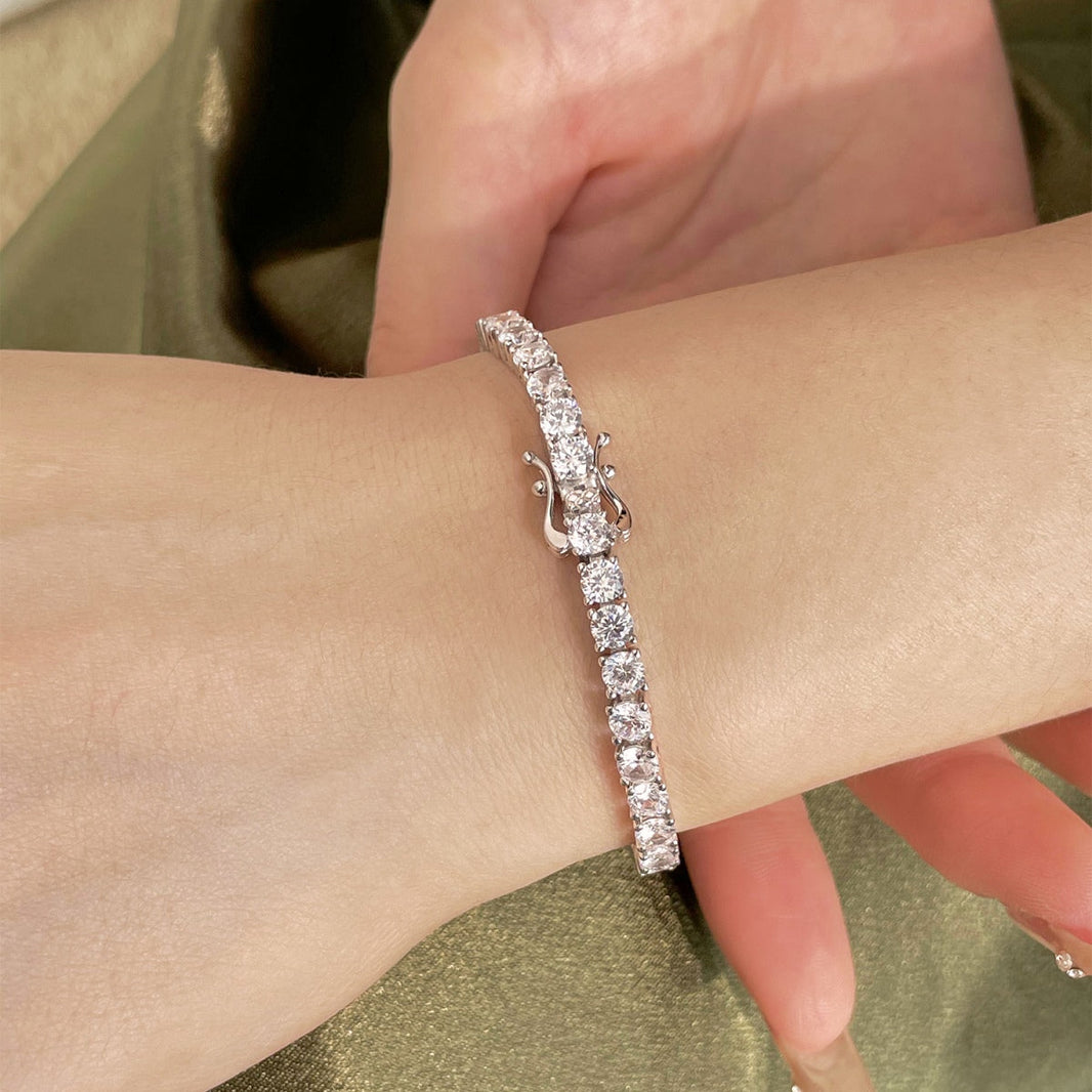 [Amore Jewelry]Luxurious Ornate Round Cut Tennis Bracelet