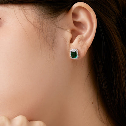 [Amore Jewelry]Luxurious Dainty Emerald Cut Banquet Earrings