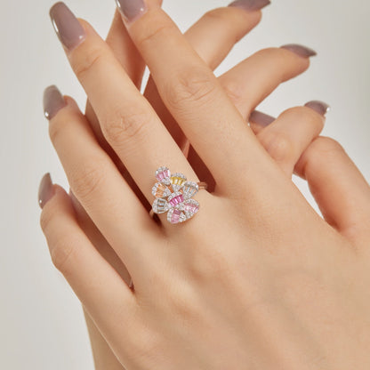[Amore Jewelry]Sparkling Colorful Water Drop Shape Daily Ring