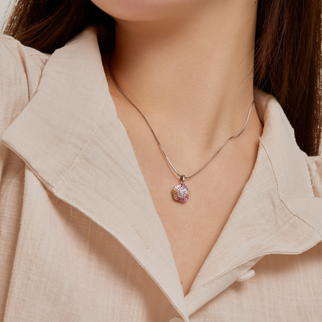 [Amore Jewelry]Charming Flower Colorful Necklace