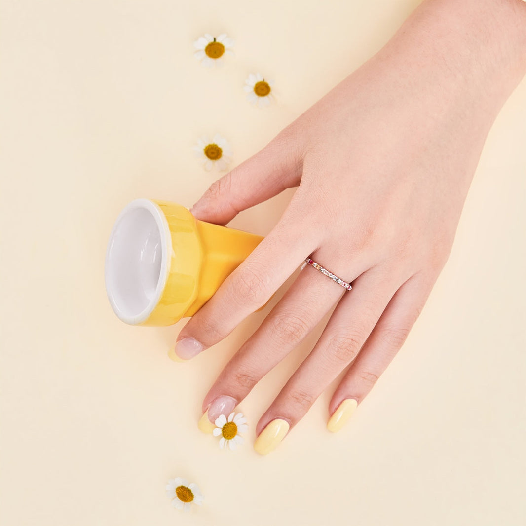 [Amore Jewelry]Charming Colorful Round Cut Daily Ring