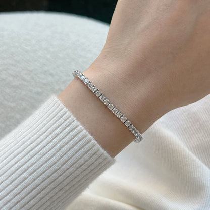 [Amore Jewelry]Dainty Charming Round Cut Tennis Bracelet