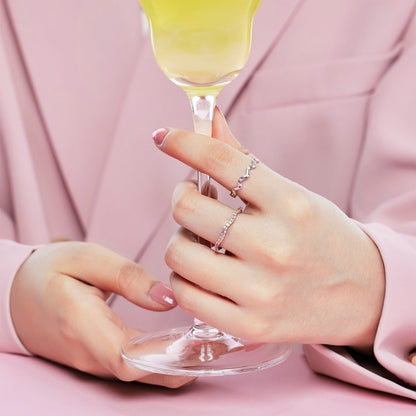 [Amore Jewelry]Dainty Colorful Round Cut Party Ring