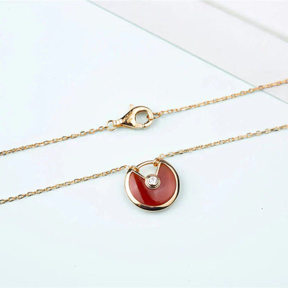 [Opulent Aurora]AMULETTE GOLD CARNELIAN ONYX NECKLACE