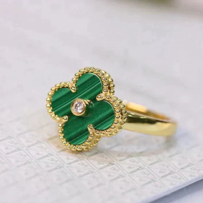 [Amore Jewelry]CLOVER MALACHITE RING GOLD DIAMOND