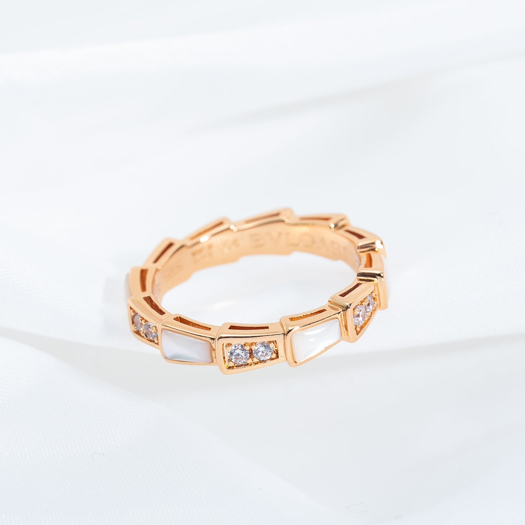 [Opulent Aurora]SERPENTI RING PINK GOLD DIAMOND MOP 3MM