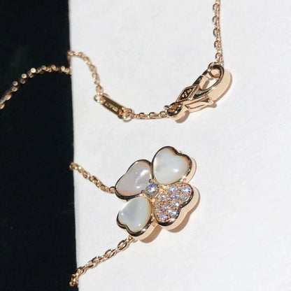 [Opulent Aurora]CLOVER MOP DIAMOND ROSE GOLD NECKLACE