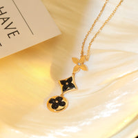 [Amore Jewelry]STAR AND SUN ONYX PINK GOLD NECKLACE