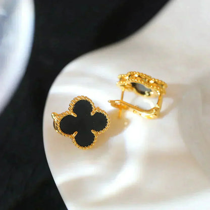 [Opulent Aurora]CLOVER MEDIUM 1 MOTIFS  ONYX STUD EARRINGS