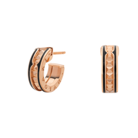 [Amore Jewelry]ZERO 1 ROCK PINK GOLD EARRINGS WITH STUDDED SPIRAL AND BLACK CERAMIC