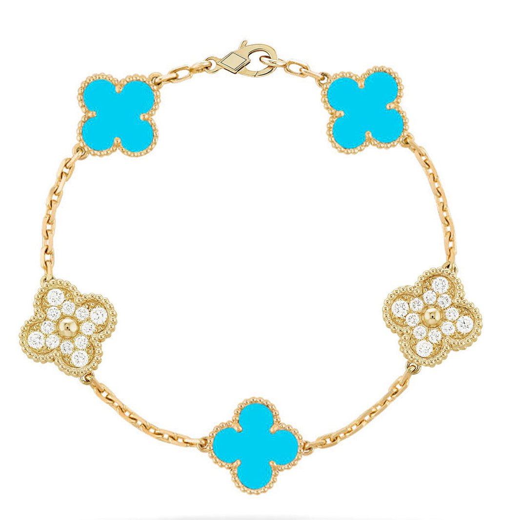 [Amore Jewelry] CLOVER 5 MOTIF TURQUOISE BRACELET COLLECTION