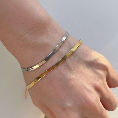 [Amore Jewelry]Flat Snake Bone Chain Blade Necklace