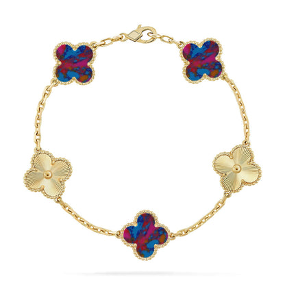 [Amore Jewelry]CLOVER 5 MOTIF COLOR GEMSTONES BRACELET COLLECTION