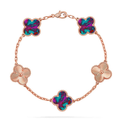 [Amore Jewelry]CLOVER 5 MOTIF COLOR GEMSTONES BRACELET COLLECTION