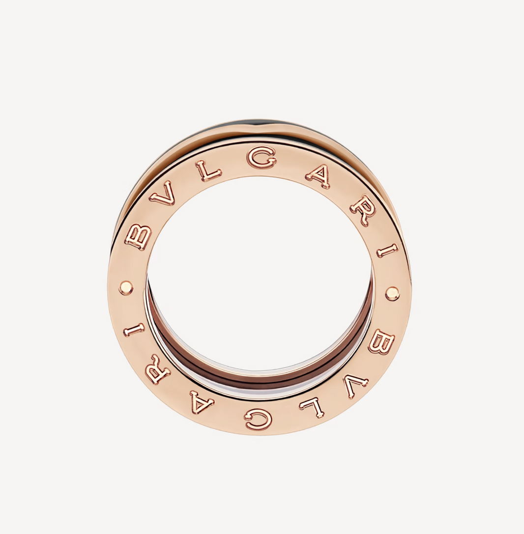 [Amore Jewelry]ZERO 1 TWO-BAND WITH MATTE BLACK CERAMIC PINK GOLD RING