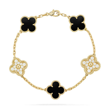 [Amore Jewelry] CLOVER 5 MOTIF ONYXS BRACELET COLLECTION