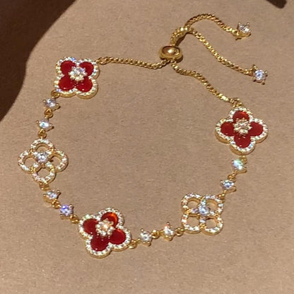 [Amore Jewelry]CLOVER 5 MOTIF PINK BLUE RED WHITE BRACELET