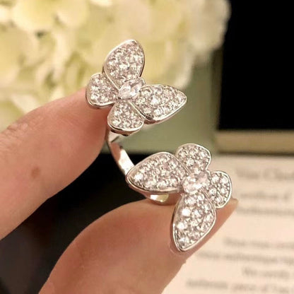 [Amore Jewelry]TWIN SILVER BUTTERFLY DIAMOND RING