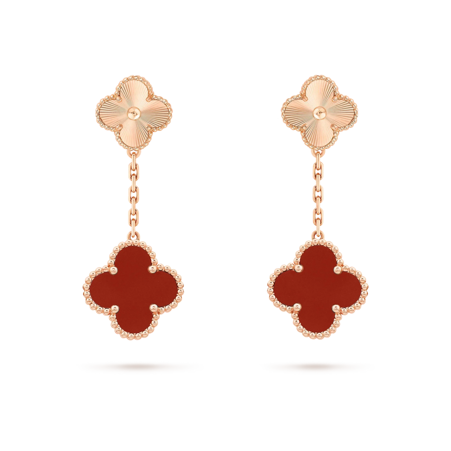 [Opulent Aurora]CLOVER 2 MOTIF  LASER CARNELIAN EARRINGS