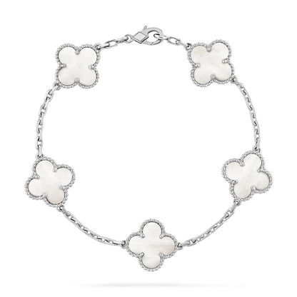 [Amore Jewelry]CLOVER WHITE PEARL MOP 5 MOTIF BRACELET COLLECTION