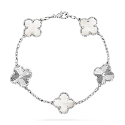 [Amore Jewelry]CLOVER WHITE PEARL MOP 5 MOTIF BRACELET COLLECTION