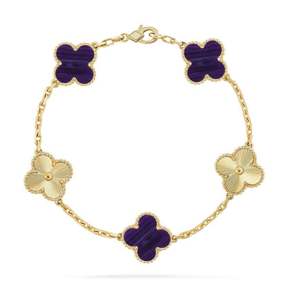 [Amore Jewelry]CLOVER 5 MOTIF PURPLE STRIPES BRACELET COLLECTION