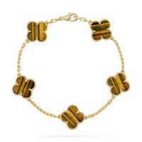 [Amore Jewelry] CLOVER 5 MOTIFS TIGER EYE BRACELET COLLECTION