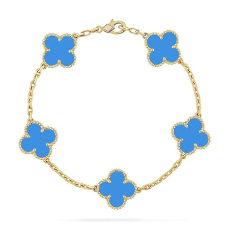 [Amore Jewelry] CLOVER 5 MOTIF BLUE AGATE BRACELET COLLECTION