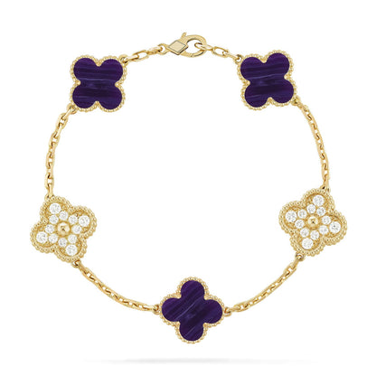 [Amore Jewelry]CLOVER 5 MOTIF PURPLE STRIPES BRACELET COLLECTION