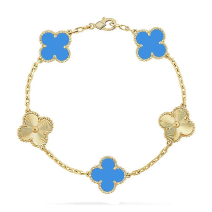 [Amore Jewelry] CLOVER 5 MOTIF BLUE AGATE BRACELET COLLECTION