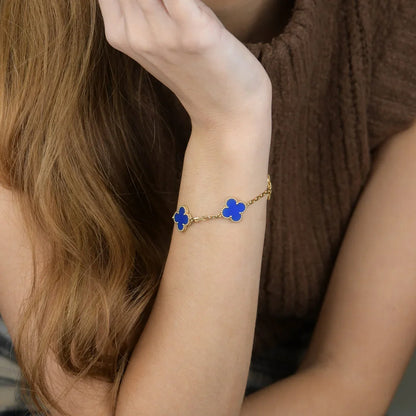 [Amore Jewelry] CLOVER 5 MOTIF BLUE AGATE BRACELET COLLECTION