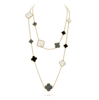 [Amore Jewelry]CLOVER 16 MOTIF CHALCEDONY MOP Gold NECKLACE